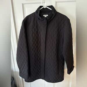 EUC Garnet Hill Modern Quilted Car Coat Sz 14 Black NO HOOD